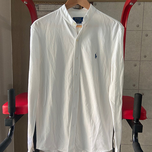 폴로 랄프로렌 Grandad-Collar Logo-Embroidered Cotton-Piqué Shirt M