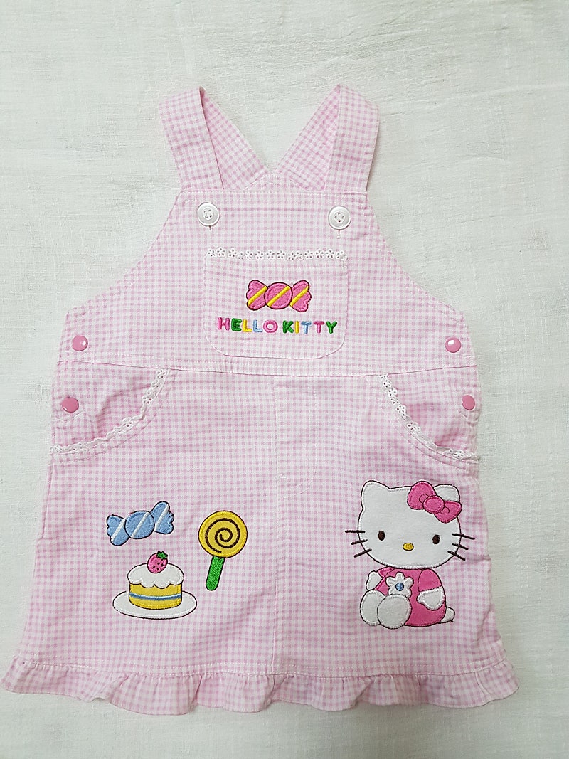 오버롤스커트 아기옷(80) 헬로키티 일본아동복 멜빵치마