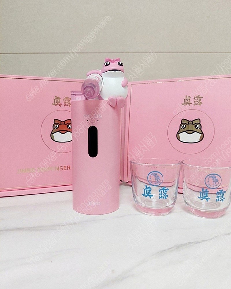 진로 핑크두꺼비 소주 디스펜서 기프트세트 (소주잔 2개포함) 미개봉새상품