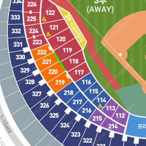 잠실 ) 삼성 라이온즈 3루 오렌지석 초명당 220블록 221블록 2연석 / 4연석