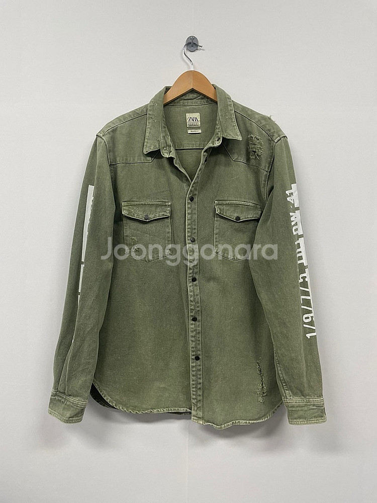 105,34)ZARA 자라 빈티지 워시드 데님 셔츠 자...--0