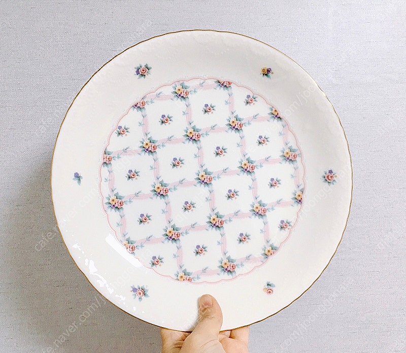 단종 빈티지 노리다케 핑크 레이스 플라워 패턴 대접시 디너접시 (27cm)