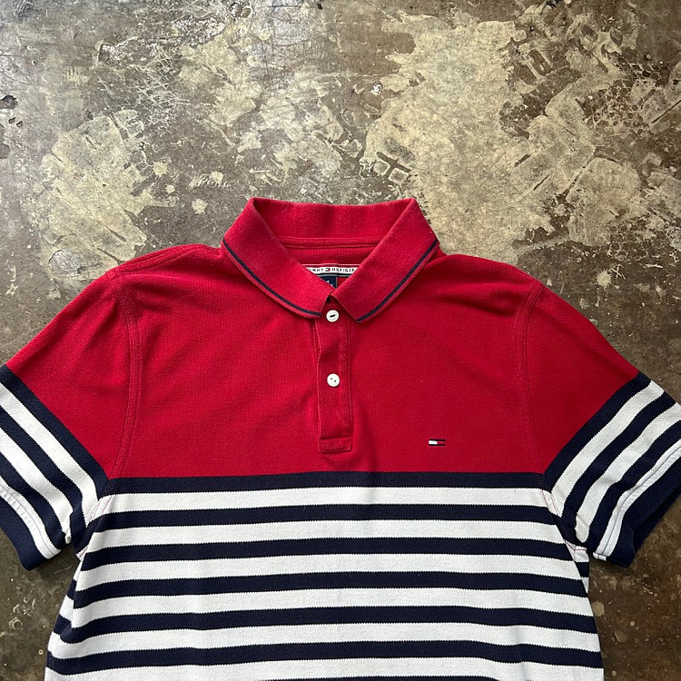 M) 타미힐피거 스트라이프 반팔 카라티셔츠 반팔티 폴로 빈폴 헤지스 이미지