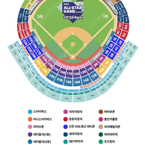 7월 6일 토요일 인천 KBO 올스타전 3루 응원지정석 2연석 판매합니다