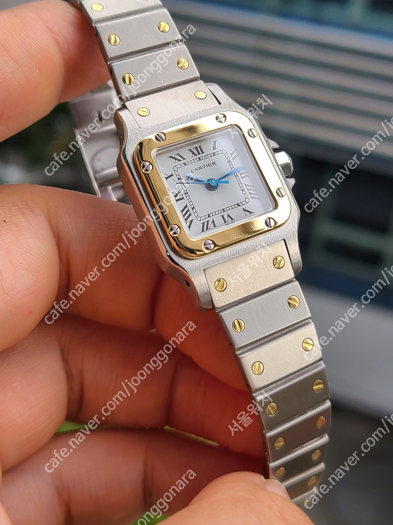 [정품] 까르띠에 산토스 화이트로만 18K 콤비 SM 스몰 여성용 (Cartier Santos White Romman 18K Two-Tone SM)