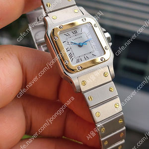 [정품] 까르띠에 산토스 화이트로만 18K 콤비 SM 스몰 여성용 (Cartier Santos White Romman 18K Two-Tone SM)