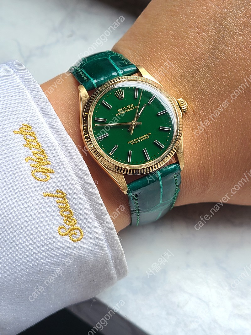 [정품] 롤렉스 오이스터 퍼페추얼 헐크그린 18K 옐로우골드 금통 (Rolex Oyster Perpetual Hulk Green 18K Solid YG)