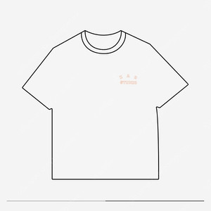 (새상품 L) IAB STUDIO 아이앱 스튜디오 라인 로고 티셔츠 화이트 오렌지