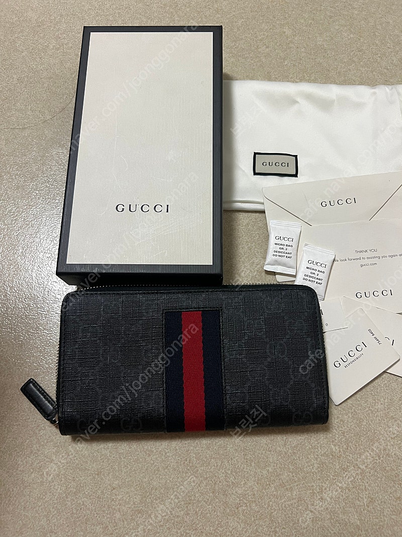 [정품] 구찌 Gucci 삼선 수프림 웹 블랙 지퍼장지갑