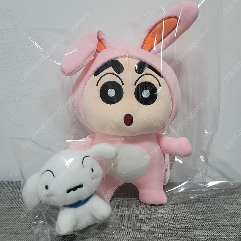 세트판매) 토끼옷 짱구 인형+흰둥이 키링 인형