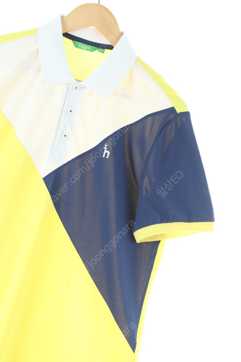 (L) 헤지스 반팔 카라 티셔츠 컬러믹스 골프 기능성 한정판