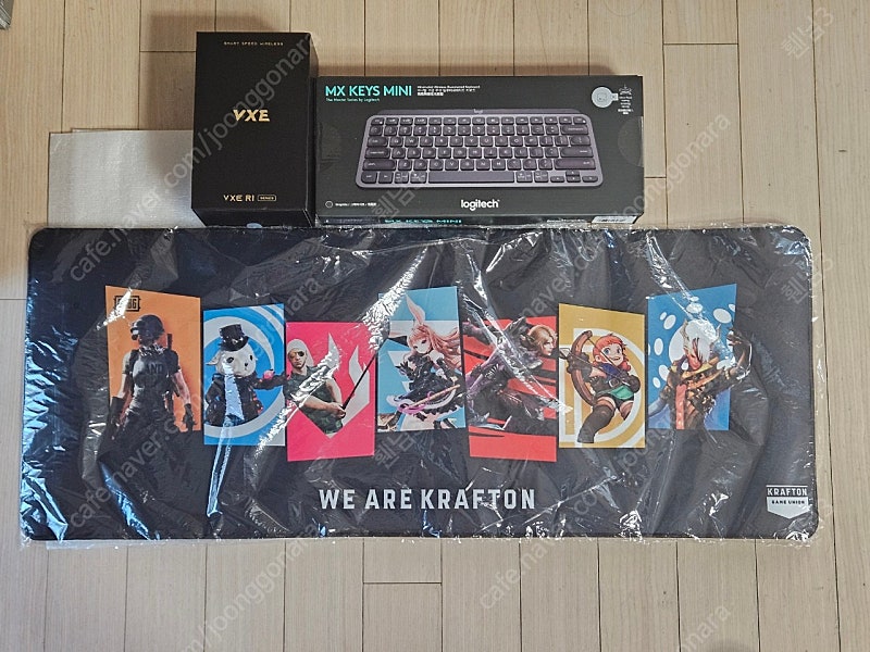 VXE R1 PRO MAX 잠자리 무선마우스+로지텍 MX Keys mini 무선+블루투스 키보드 로지텍 코리아 정품 한글 각인 미개봉 새제품+배그 키보드 마우스 장패드 미개봉 새제