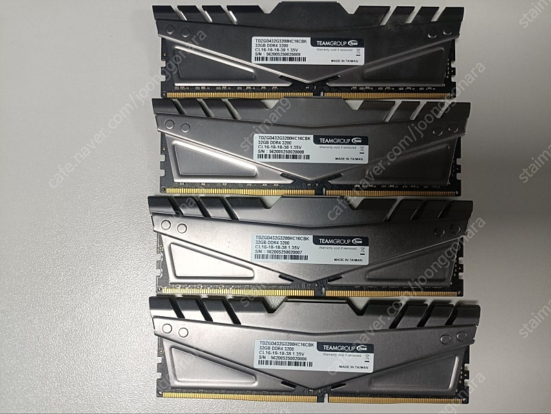 TeamGroup T-Force DDR4 32G PC4-25600 CL16 DARK Z GREY 2개 14만원에 팔아요 DDR4-3200 32기가 2개 64기가