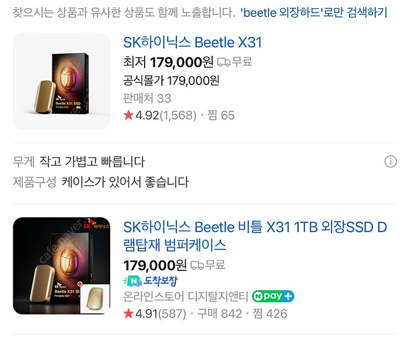 SK하이닉스 Beetle X31 Portable SSD (1TB) SSD 외장하드