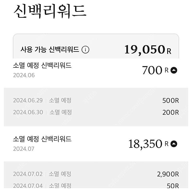 신백리워드 4개 일괄판매 45,150R > 23,000원