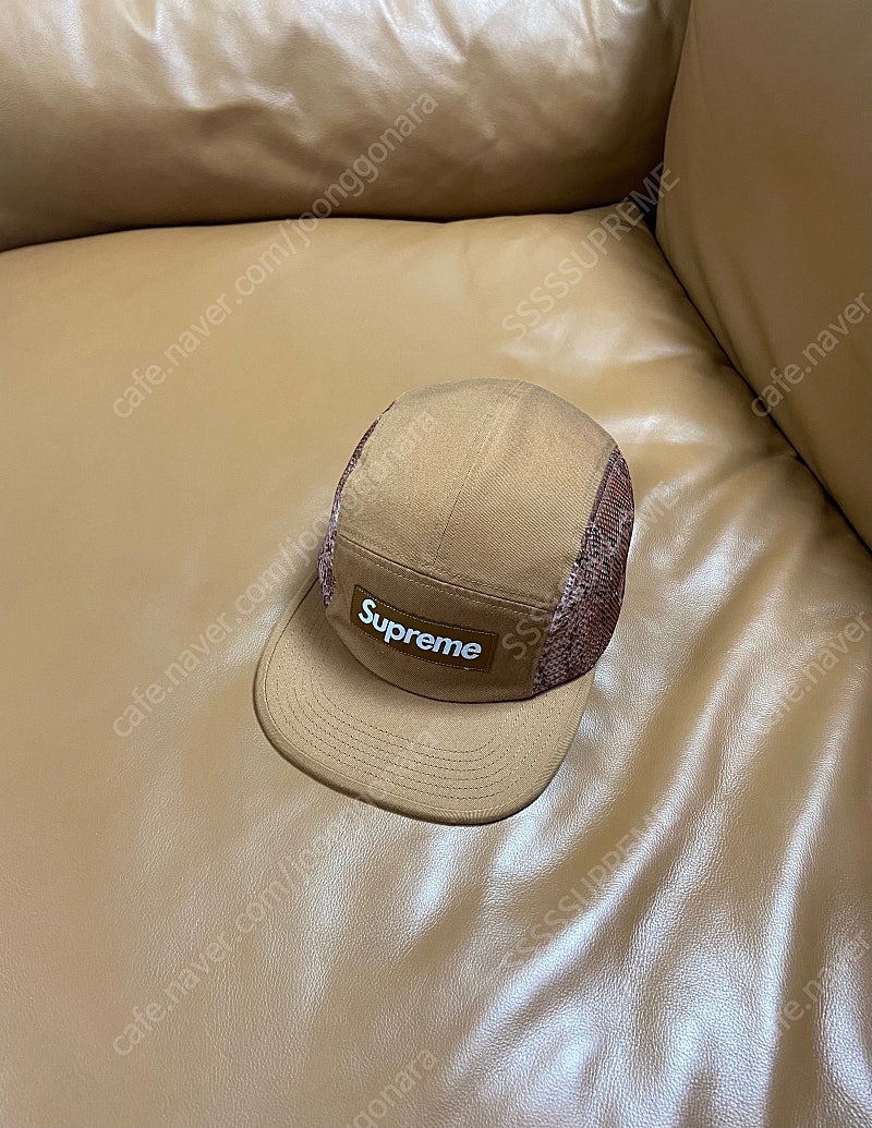 Supreme 슈프림 캠프캡 모자 (Snake Skin Washed Brown)