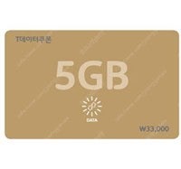 SKT T데이터쿠폰 5GB, 2GB, 1GB, 500MB 판매 (표준요금제에도 사용가능, 사용기한 1년)