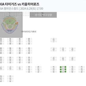 6월29일 챔피언스필드 가족석 6인 1루석 판매해요