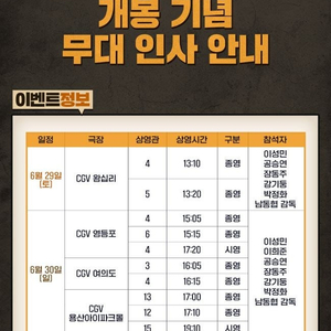 핸섬가이즈 CGV 여의도 무대인사 통로 2연석 정가양도합니다