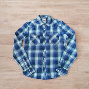 리바이스 Levi's. western two pockets blue check shirt. 웨스턴 투포켓 블루체크 남방. S 95사이즈.