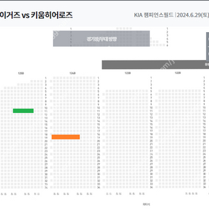 [안전결제/기아] 6/29(토) 기아vs키움 3루 K5석 124블록 19열 2연석 / 125블록 11열 2연석 양도합니다.