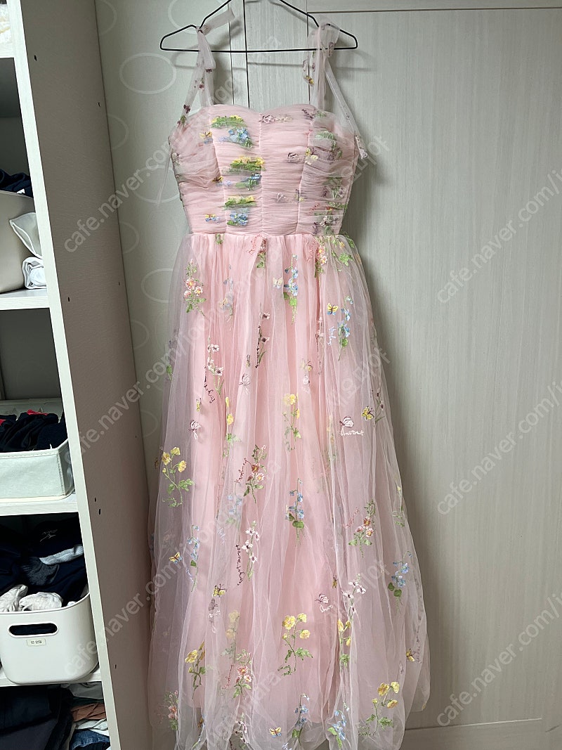 플라워자수 핑크 드레스 셀프웨딩드레스/만삭드레스/2부드레스
