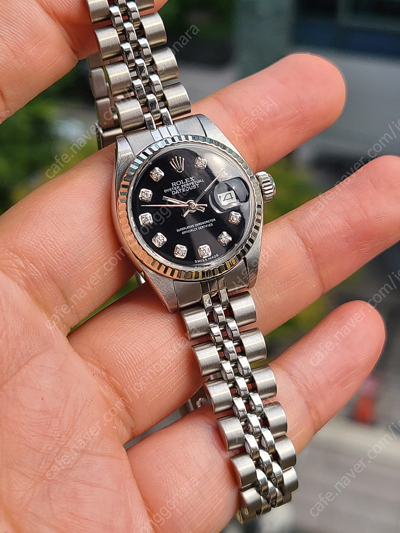 [정품] 롤렉스 여성용 데이저스트 블랙 10P 다이아몬드 (Rolex Datejust Black 10P Diamond Dial Silver Women's)