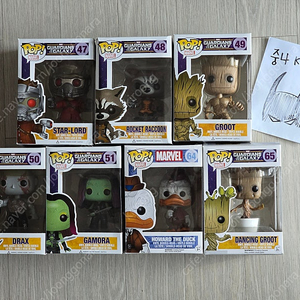 스타로드, 로켓라쿤, 그루트, 드랙스, 가모라, 댄싱그루트, 하워드덕 7종 펀코팝 Funko POP (미개봉) 가디언즈 오브 갤럭시 가오갤 피규어