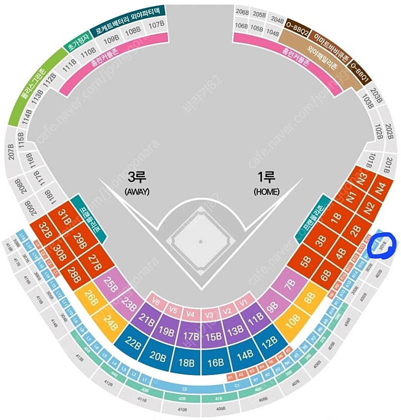 7/6(토) 올스타전 1루 3층 지정석 (2연석 단독 자리, 양측 모두 통로)
