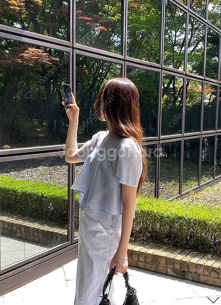 킨다베이지 안네 시어 레이어드 블라우스 워커스카이 컬러...--1