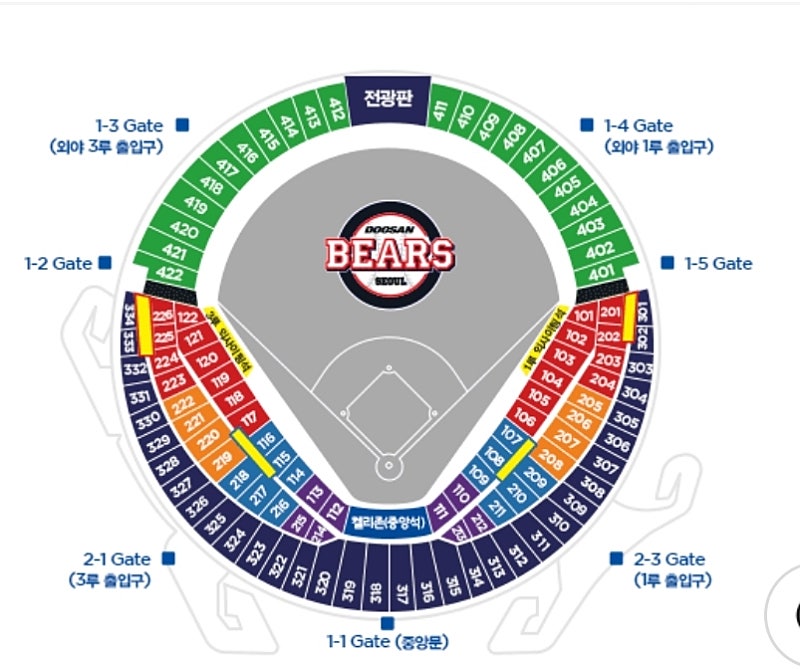 6월29일(토)두산 vs ssg랜더스 1루 익사이팅존 네이비석 3루 오렌지석