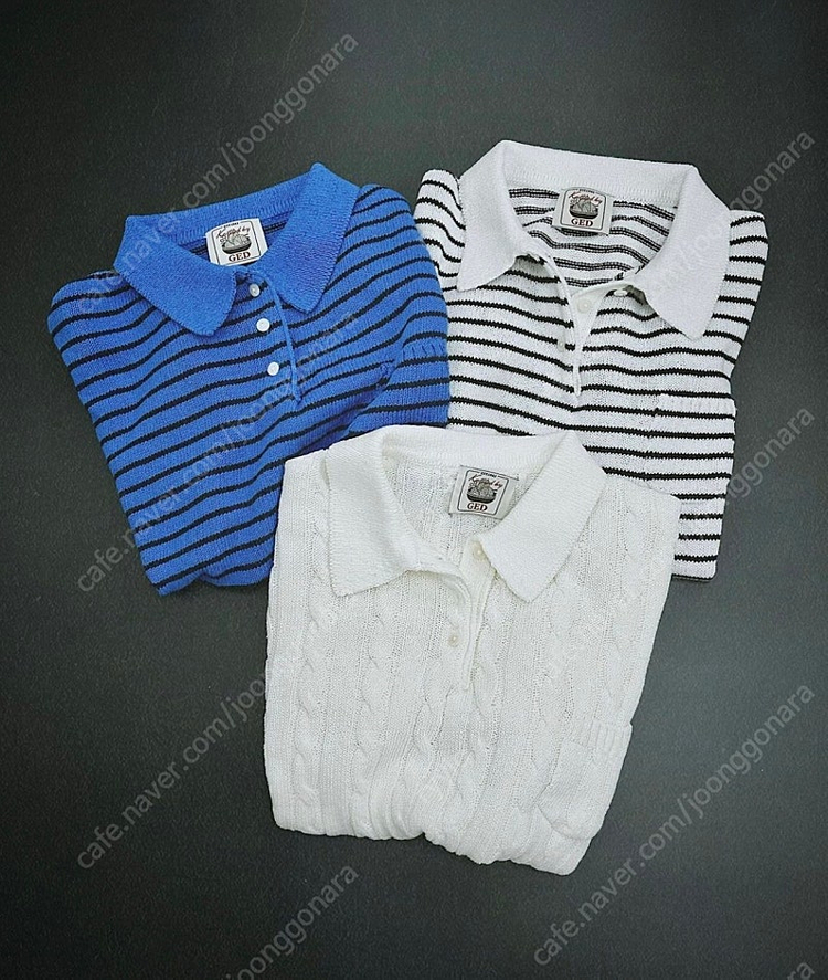 GED(게드) PAPER COLLAR KNIT - NAVY STRIPE--1