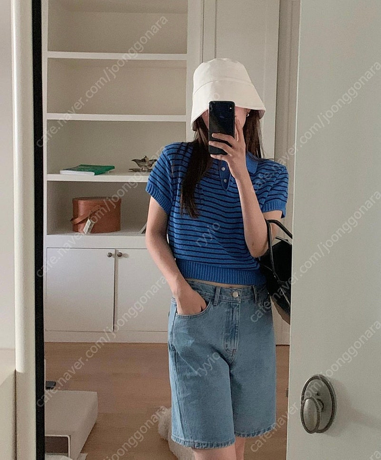 GED(게드) PAPER COLLAR KNIT - NAVY STRIPE--3