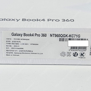 미개봉 새상품 갤럭시북4 프로360 터치스크린 NT960QGK KC71G SSD 512GB 16GB 터치노트북