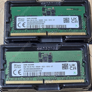 노트북 램 ddr5 5600 8g 2개팝니다. 16기가 미사용