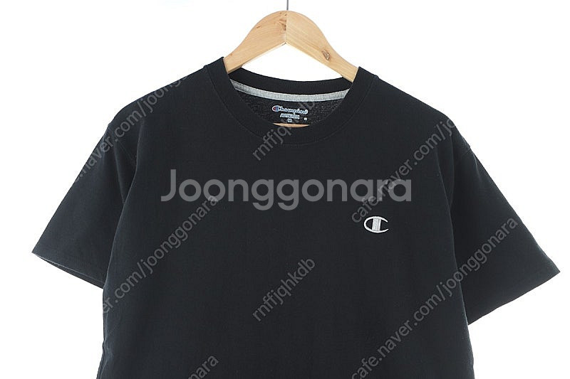 (M-L) 챔피온 반팔 티셔츠 블랙 무지 솔리드 기본핏--2