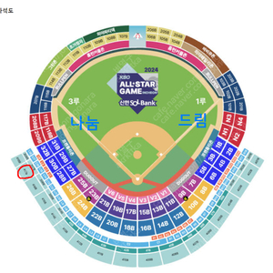 KBO 올스타전 (7/6 토요일) 나눔팀(기아타이거즈 포함) 3루 4층 417블럭 2연석 명당석 양도합니다.