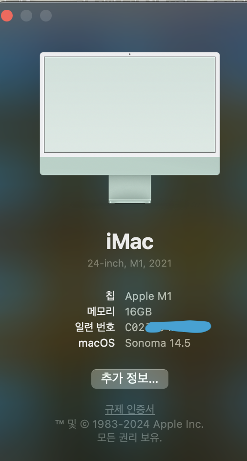 아이맥24 m1 16gb 512 그린