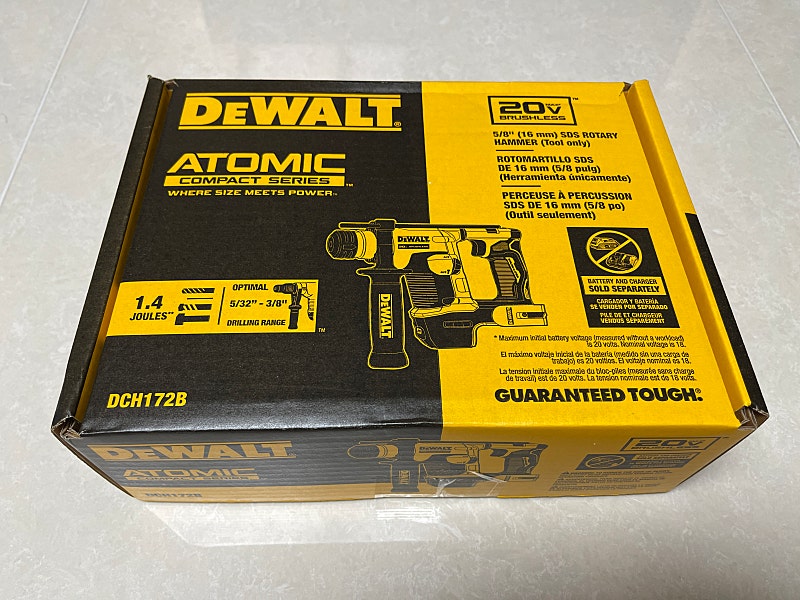 DeWALT 디월트 ATOMIC 20V MAX SDS PLUS 무선 로타리 해머드릴 DCH172