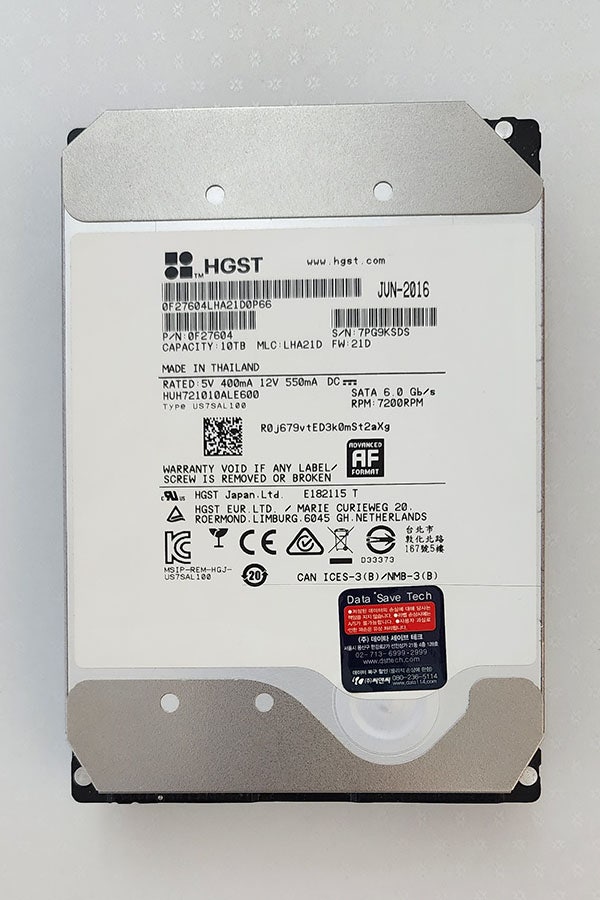 [HDD] HGST 10TB Ultrastar He10 HUH721010ALE600 (SATA3/7200/256M) 팝니다.
