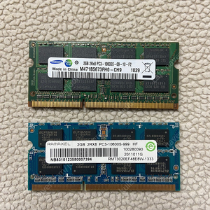 2G DDR3 노트북 램 2개 팝니다. 10600