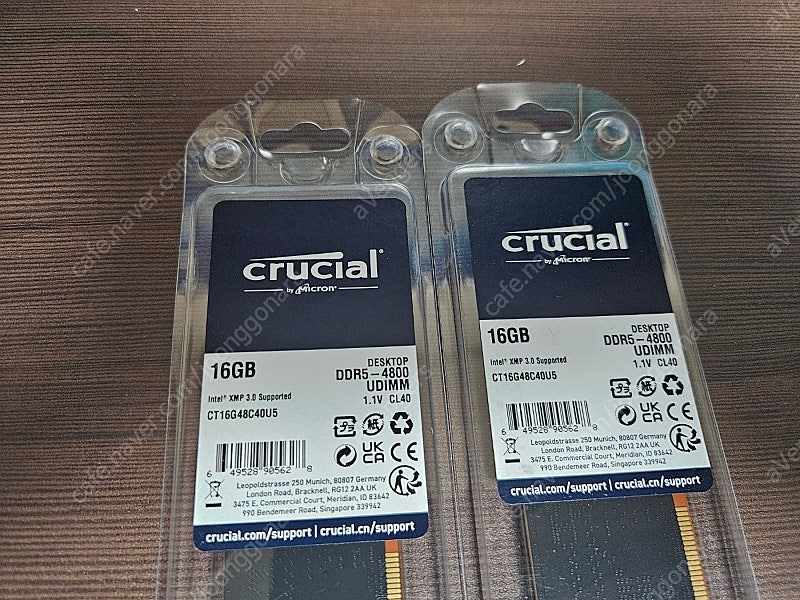 마이크론 크루셜 DDR5 4800 16GB 두 개 팝니다.