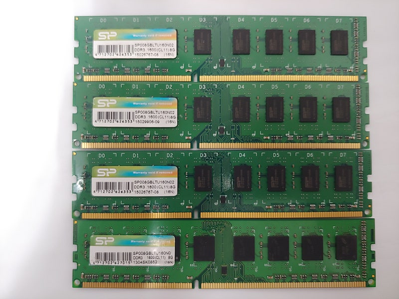 실리콘파워 SP DDR3-12800(1600) 8기가램 4개