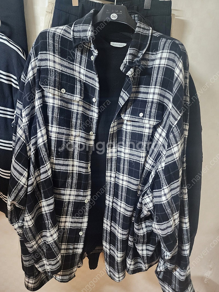 퓨에르옴므 와이어카라 체크셔츠 XL--0