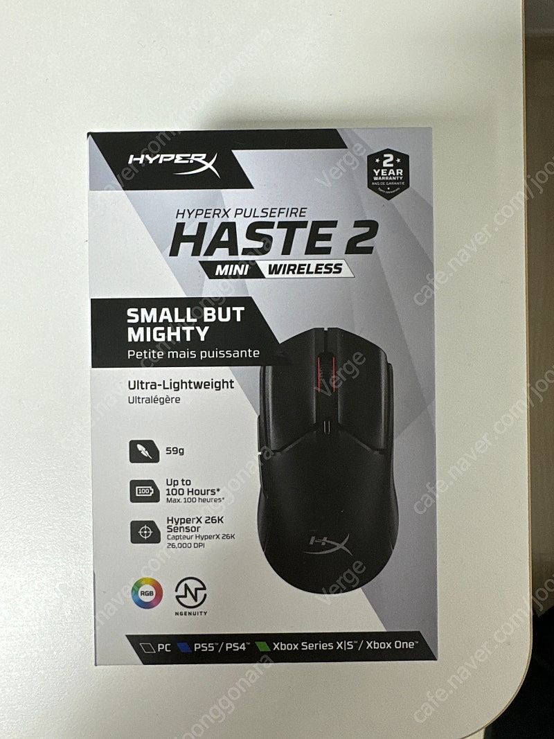 완전 미사용 게이밍 마우스 하이퍼엑스2 Pulsefire Haste 2 mini Wireless