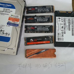 ssd 몇개와(6개) m.2 nvme & 2.5인치 sata ssd