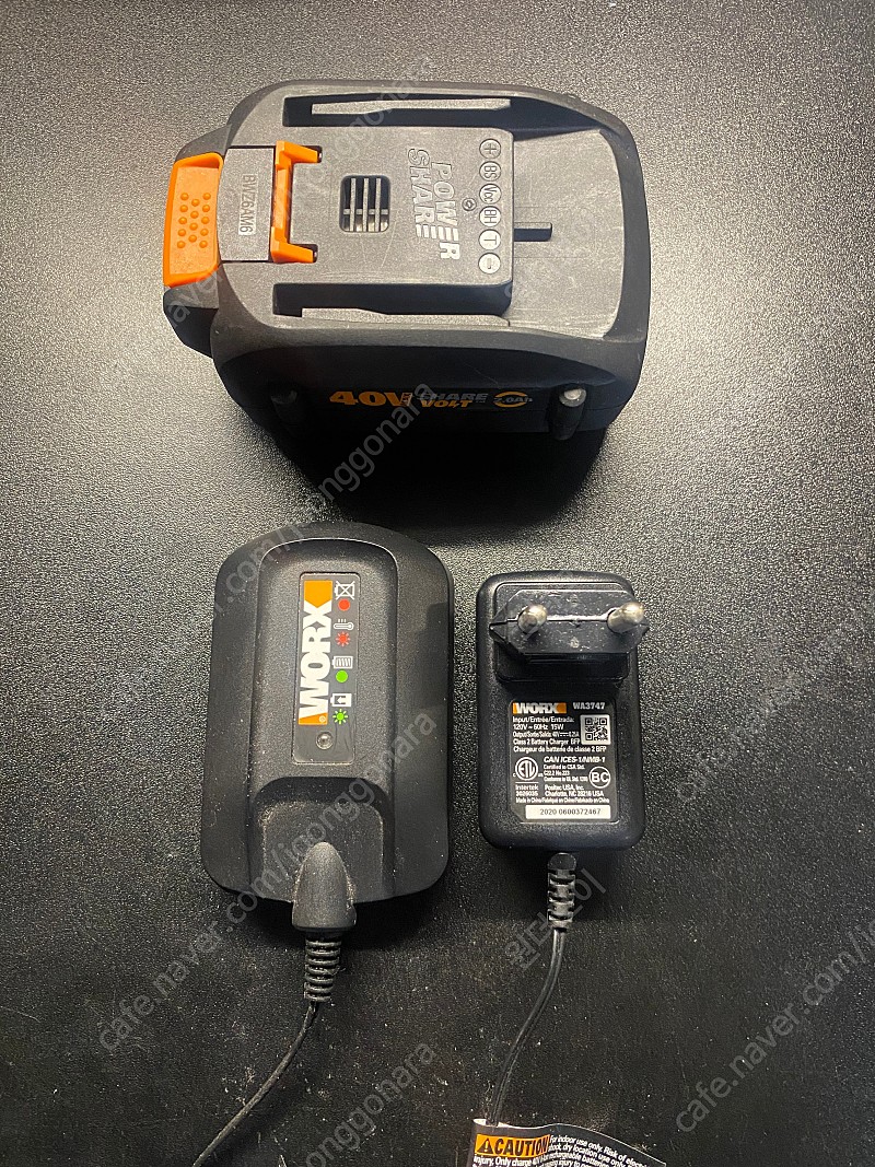 정품 웍스 WORX 40V 파워쉐어 배터리 WA3580 2Ah 베터리 + WA3747 충전기