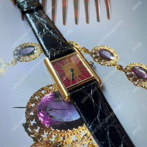 Cartier 까르띠에 탱크머스트 21mm 스몰 버건디판 버메일 금도금 쿼츠 가죽 빈티지