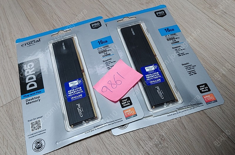 마이크론 Crucial DDR5-6000 CL48 PRO 아스크텍 16GB 램메모리 풀박스 팝니다