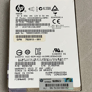 HPE/DELL 서버용 HGST MLC SAS SSD 12Gb/S HUSMR1050ASS204